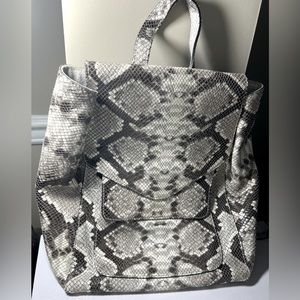 Snake print leather bag pack